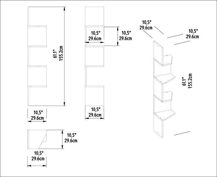 Hanah Home Estantería de Pared Walnut